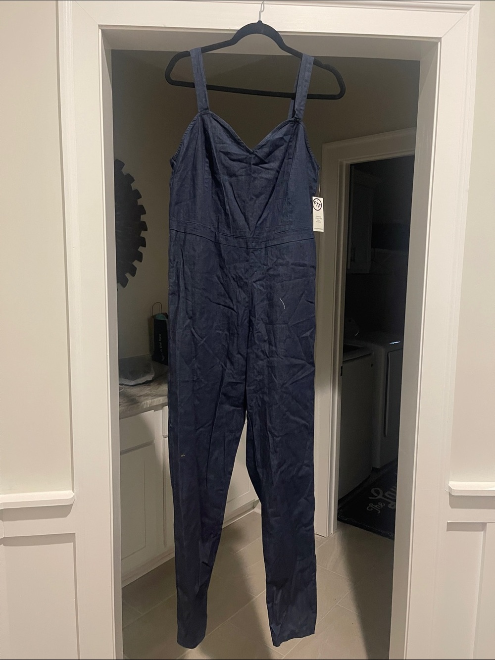 Fashion to figure denim Navy Sleeveless Jumpsuit